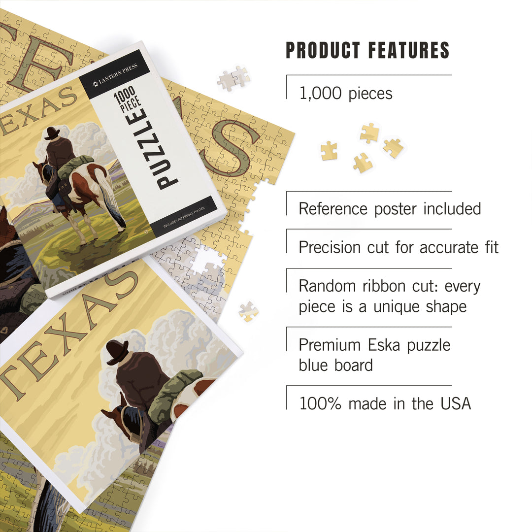 Texas, Cowboy on Ridge, Jigsaw Puzzle Puzzle Lantern Press 