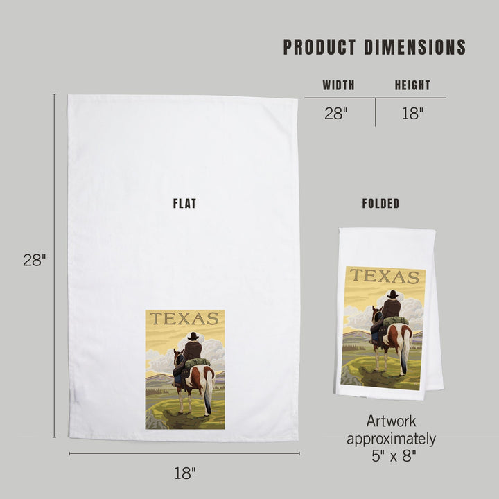 Texas, Cowboy on Ridge, Organic Cotton Kitchen Tea Towels Kitchen Lantern Press 