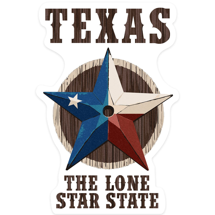 Texas, Lone Star State, Barn Star Letterpress, Contour, Lantern Press Artwork, Vinyl Sticker Sticker Lantern Press 