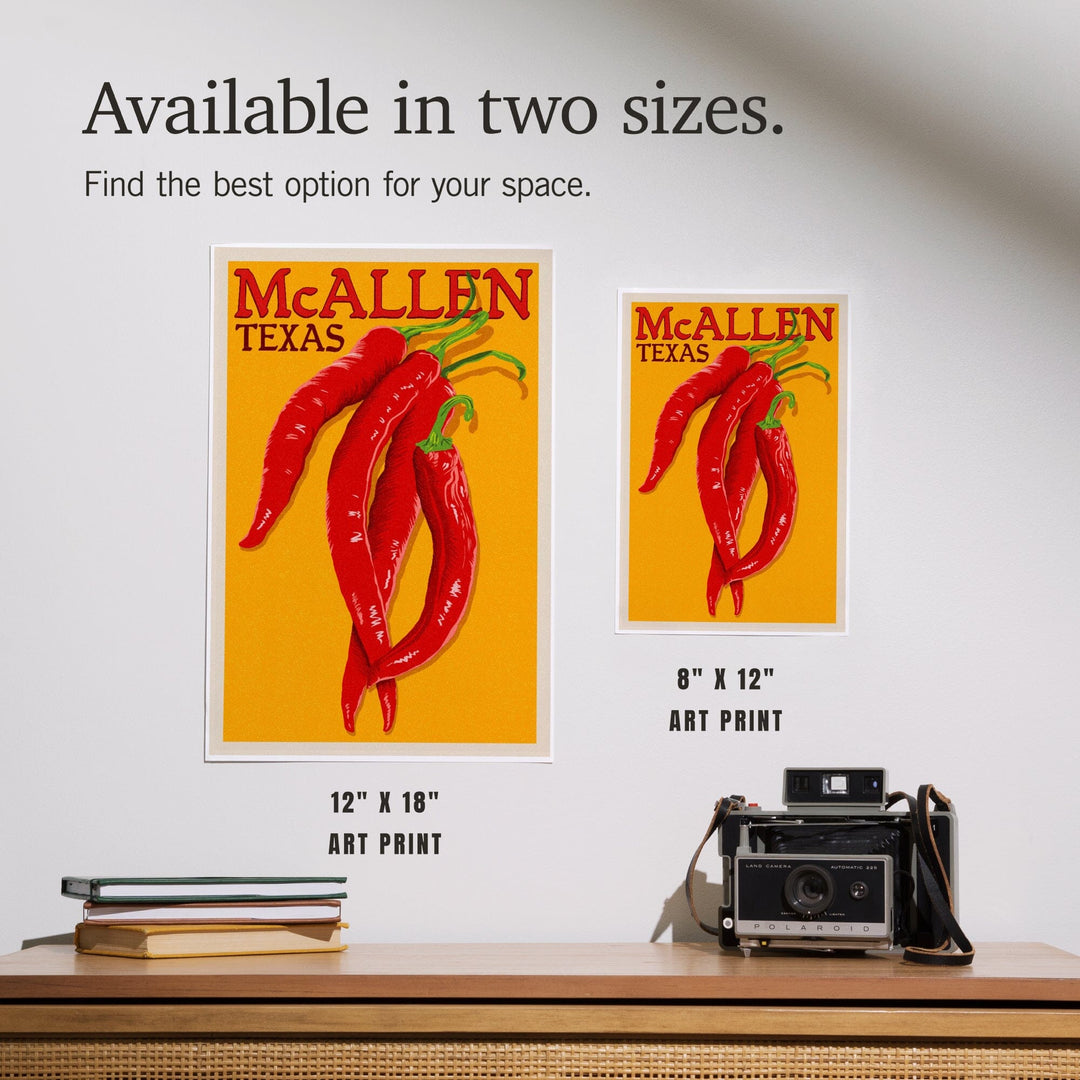Texas, Red Chiles, Letterpress, Art & Giclee Prints Art Lantern Press 