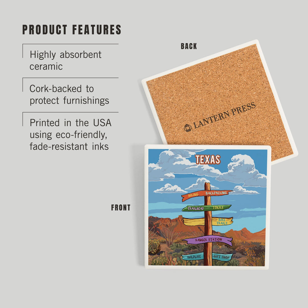 Texas, Signpost, Desert, Coasters Coasters Lantern Press 
