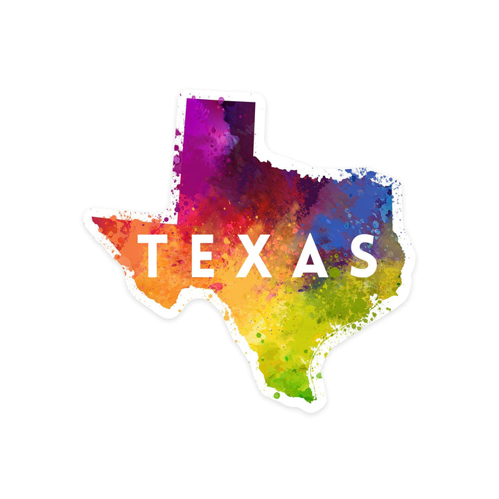 Texas, State Abstract Watercolor, Contour, Lantern Press Artwork, Vinyl Sticker Sticker Lantern Press 