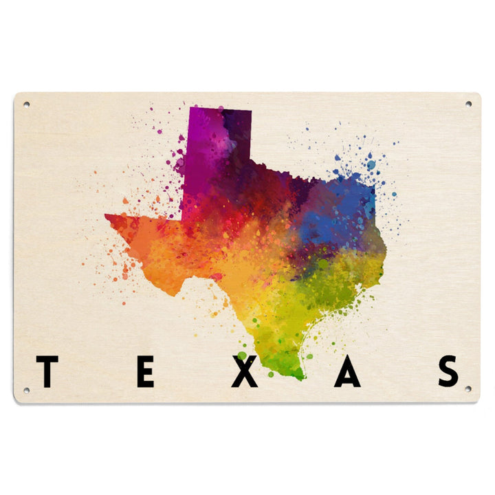 Texas, State Abstract Watercolor, Lantern Press Artwork, Wood Signs and Postcards Wood Lantern Press 