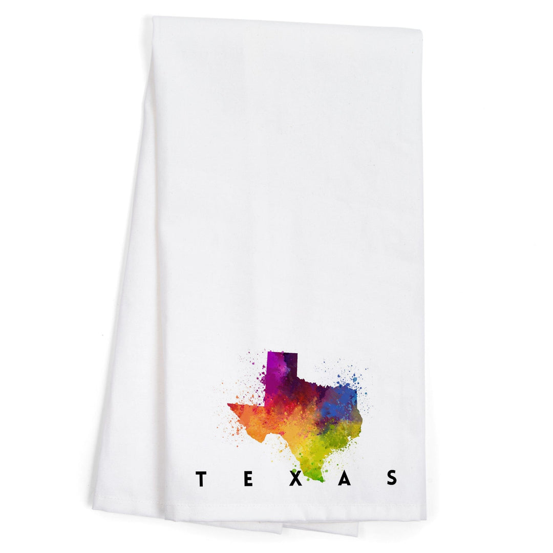 Texas, State Abstract Watercolor, Organic Cotton Kitchen Tea Towels Kitchen Lantern Press 