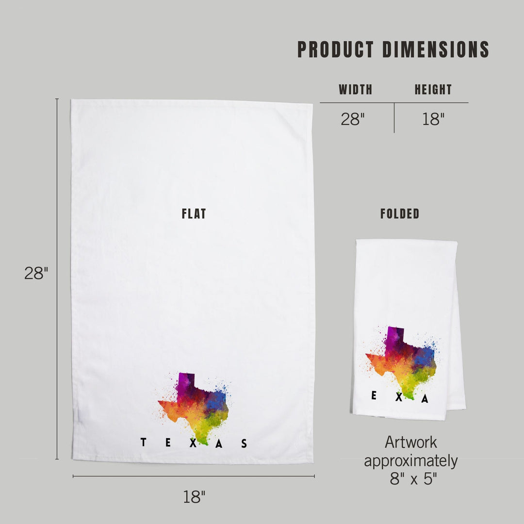Texas, State Abstract Watercolor, Organic Cotton Kitchen Tea Towels Kitchen Lantern Press 