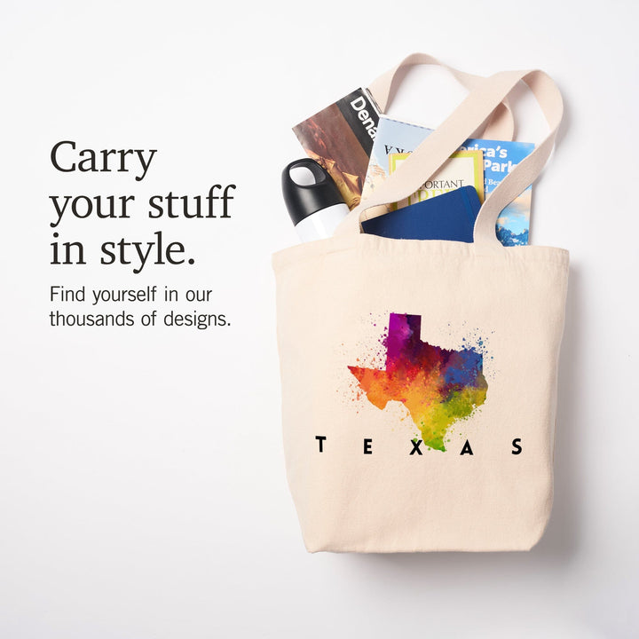 Texas, State Abstract Watercolor, Tote Bag Totes Lantern Press 