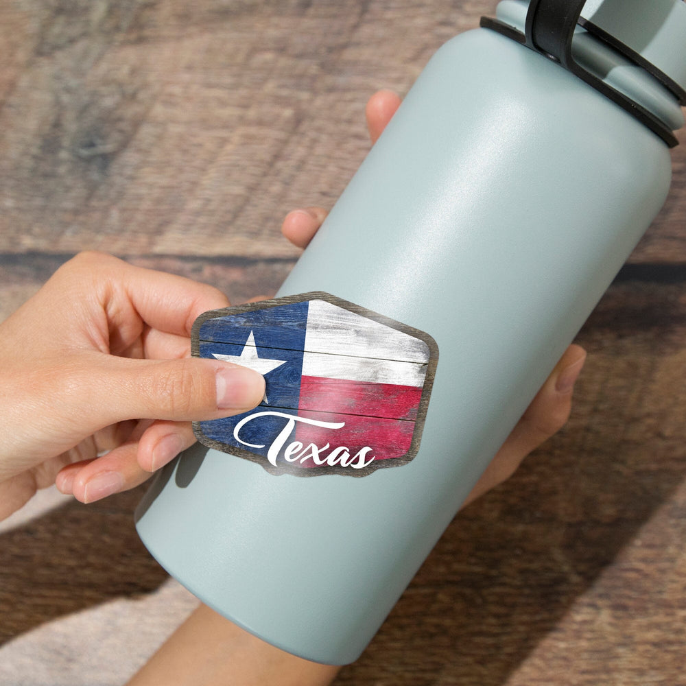 Texas, State Flag, Rustic Painting, Contour, Vinyl Sticker Sticker Lantern Press 