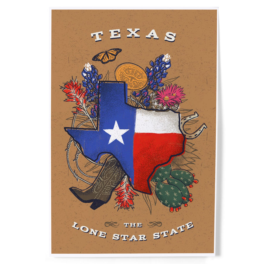 Texas, State Treasure Trove, State Series, Art & Giclee Prints Art Lantern Press 