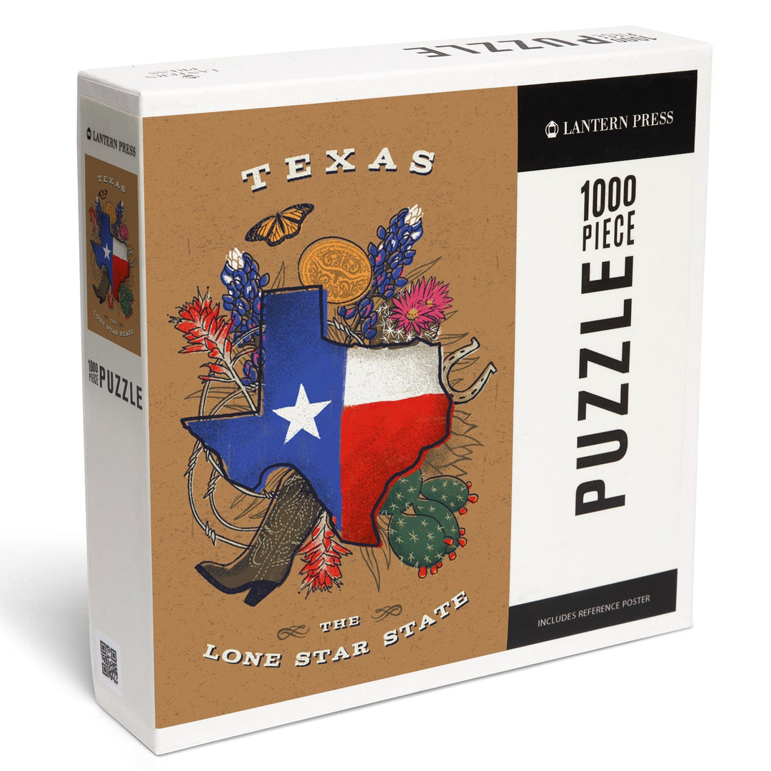 Texas, State Treasure Trove, State Series, Jigsaw Puzzle Puzzle Lantern Press 