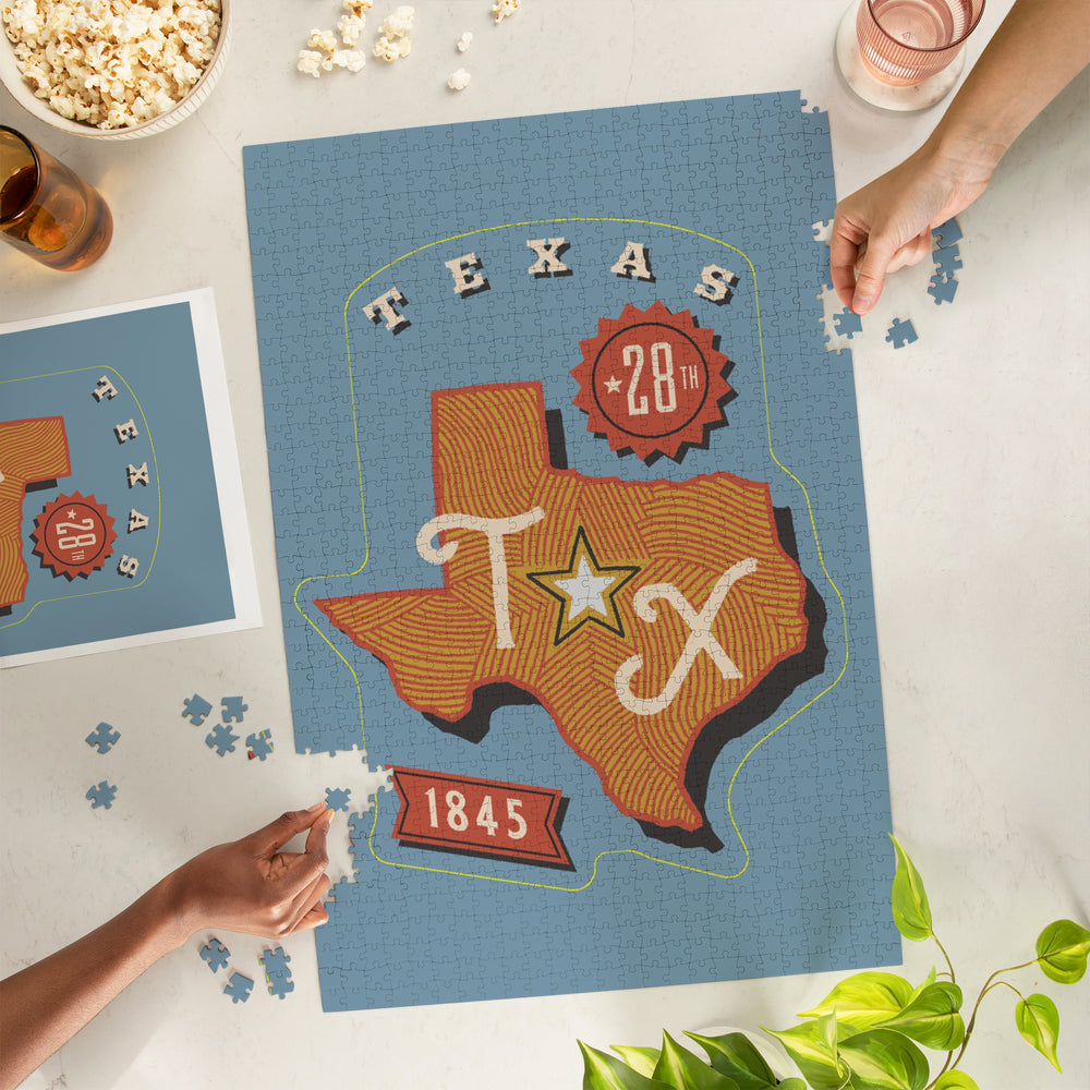 Texas, Statehood, State Series, Jigsaw Puzzle Puzzle Lantern Press 