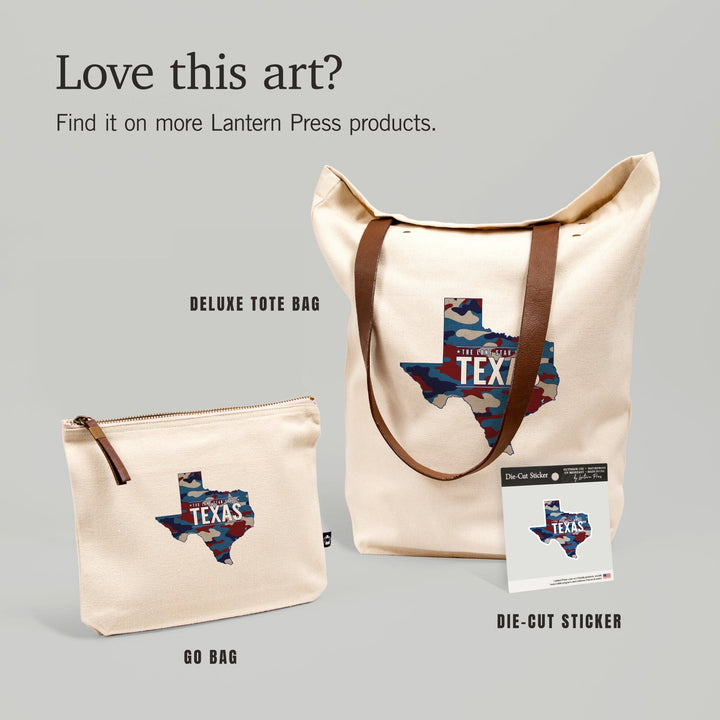 Texas, The Lone Star State, Camo State, Contour, Vinyl Sticker Sticker Lantern Press 