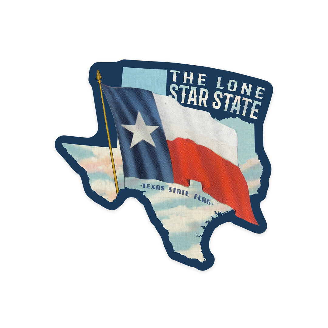 Texas, Vintage Texas Flag, Lone Star State, Contour, V2, Vintage Art, Vinyl Sticker Sticker Lantern Press 