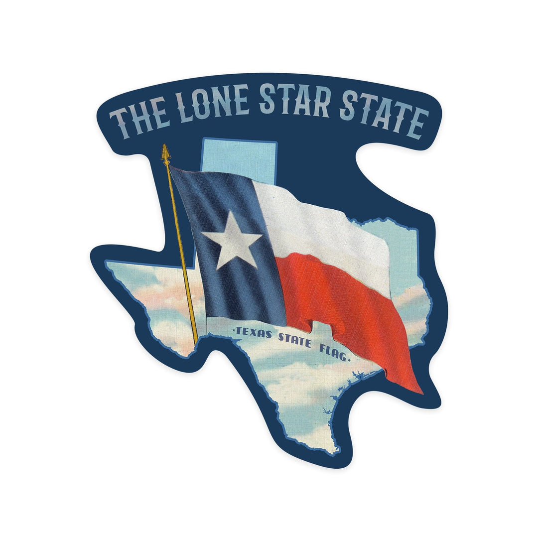 Texas, Vintage Texas Flag, Lone Star State, Contour, Vintage Art, Vinyl Sticker Sticker Lantern Press 