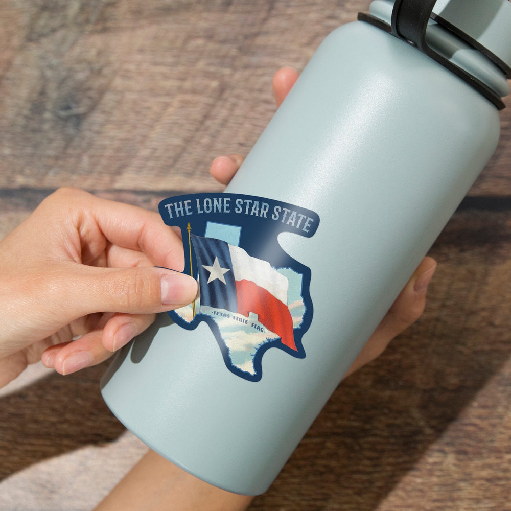 Texas, Vintage Texas Flag, Lone Star State, Contour, Vintage Art, Vinyl Sticker Sticker Lantern Press 