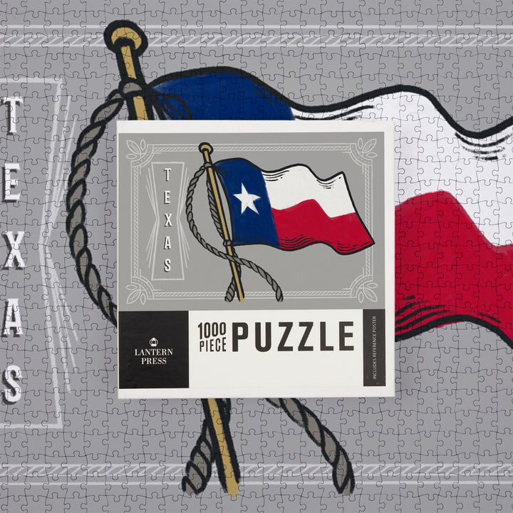 Texas, Waving State Flag, State Series, Jigsaw Puzzle Puzzle Lantern Press 