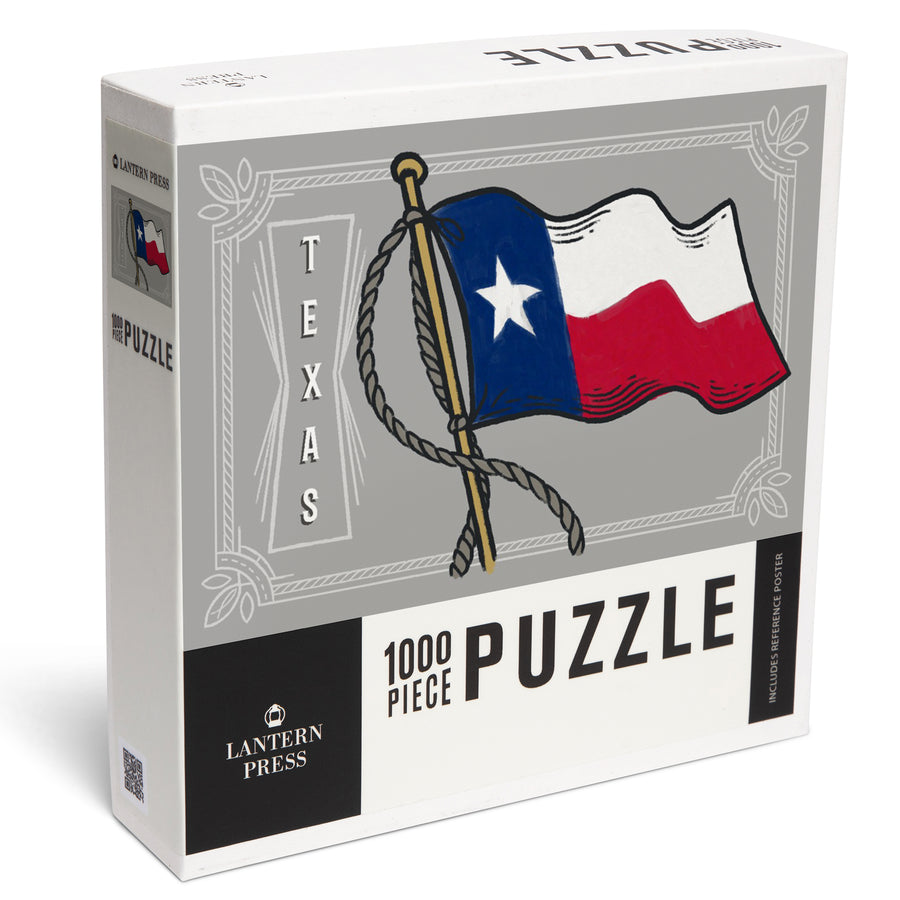 Texas, Waving State Flag, State Series, Jigsaw Puzzle Puzzle Lantern Press 