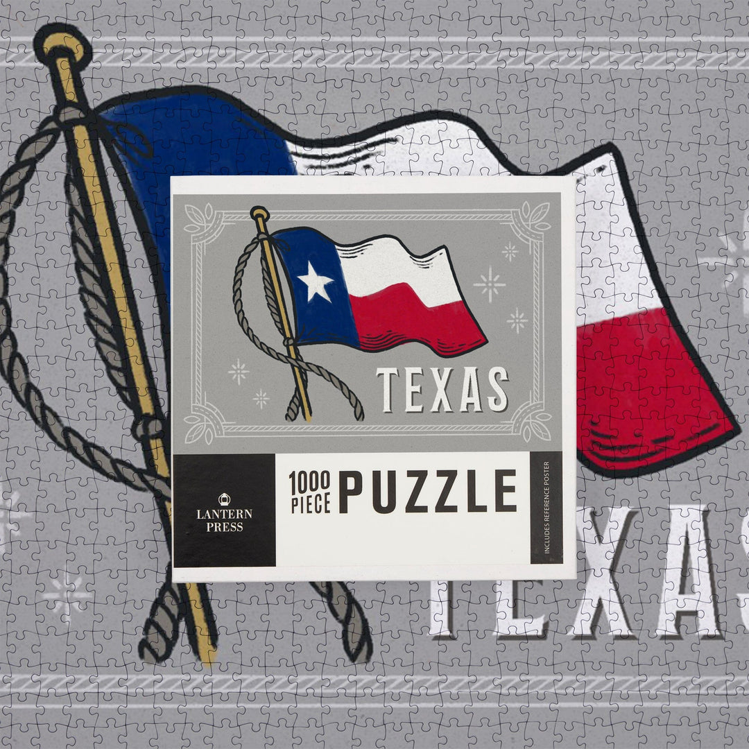 Texas, Waving State Flag, State Series, Jigsaw Puzzle Puzzle Lantern Press 