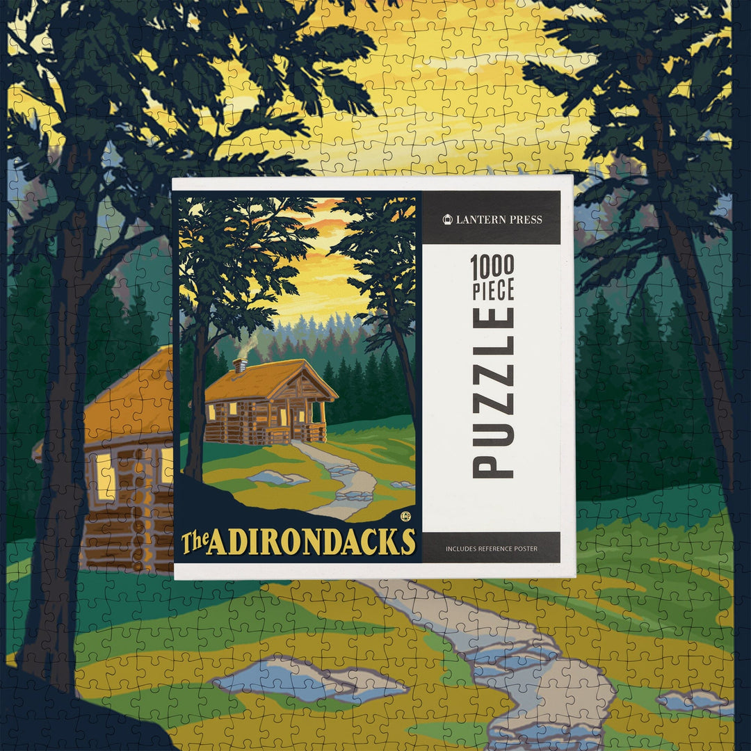 The Adirondacks, Cabin in the Woods, Jigsaw Puzzle Puzzle Lantern Press 