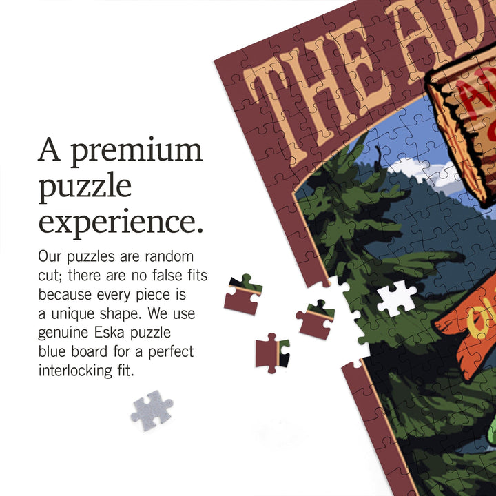 The Adirondacks, Lake Placid, Adirondack State Park, New York, Destination Signpost, Jigsaw Puzzle Puzzle Lantern Press 