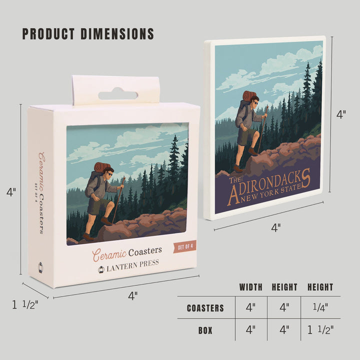 The Adirondacks, New York, Hiking Scene, Coasters Coasters Lantern Press 