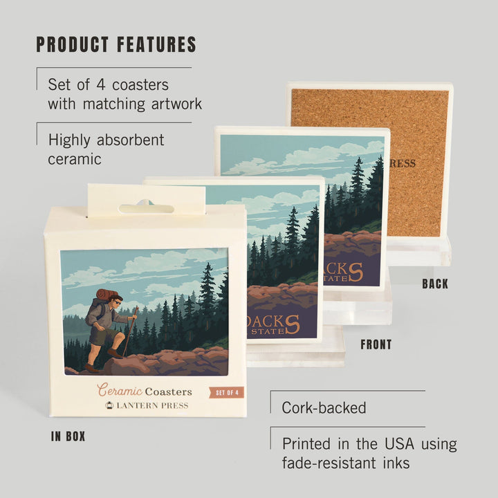 The Adirondacks, New York, Hiking Scene, Coasters Coasters Lantern Press 