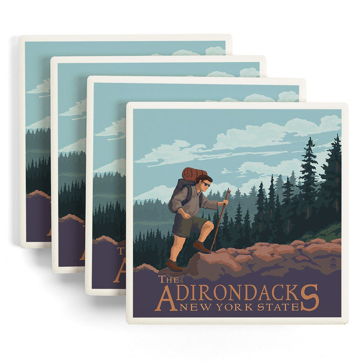 The Adirondacks, New York, Hiking Scene, Coasters Coasters Lantern Press 