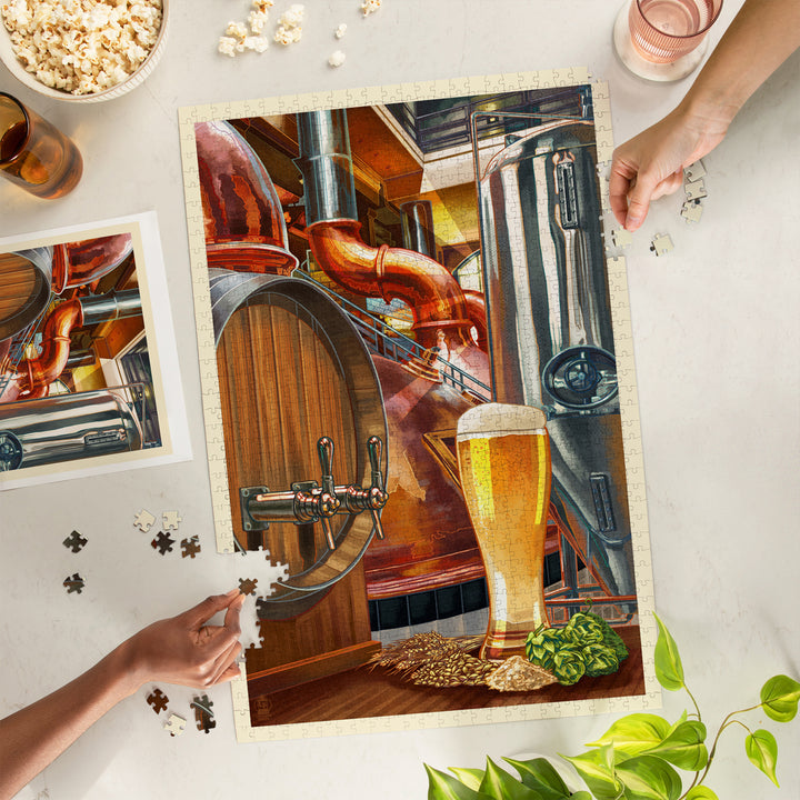 The Art of Beer, Brewery Scene, Jigsaw Puzzle Puzzle Lantern Press 