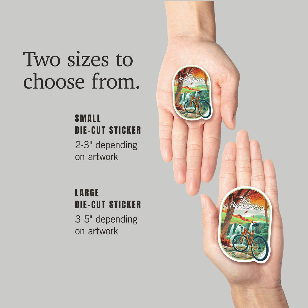 The Berkshires, Get Outside Series, Off To Wander, Cycling with Hills, Fall Colors, Contour, Vinyl Sticker Sticker Lantern Press 