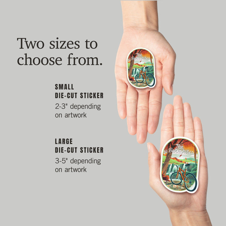 The Berkshires, Get Outside Series, Off To Wander, Cycling with Hills, Fall Colors, Contour, Vinyl Sticker Sticker Lantern Press 