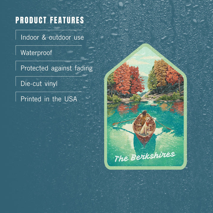The Berkshires, Get Outside Series, Quiet Explorer, Boating, Mountain, Contour, Vinyl Sticker Sticker Lantern Press 