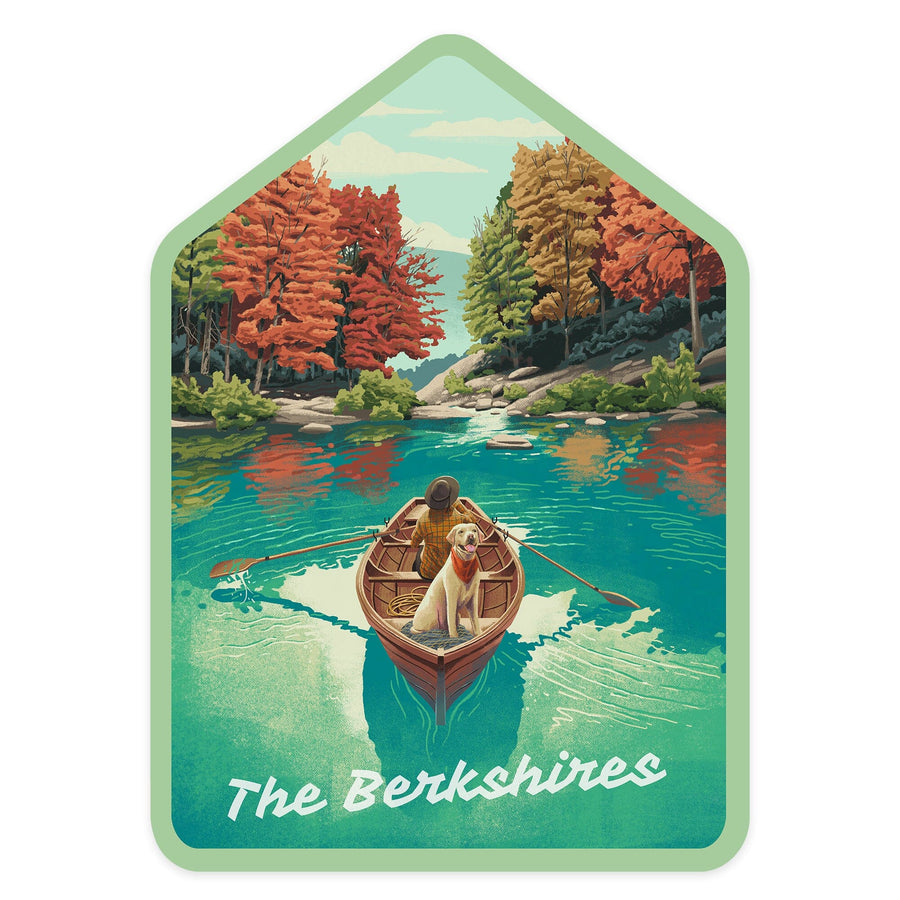 The Berkshires, Get Outside Series, Quiet Explorer, Boating, Mountain, Contour, Vinyl Sticker Sticker Lantern Press 