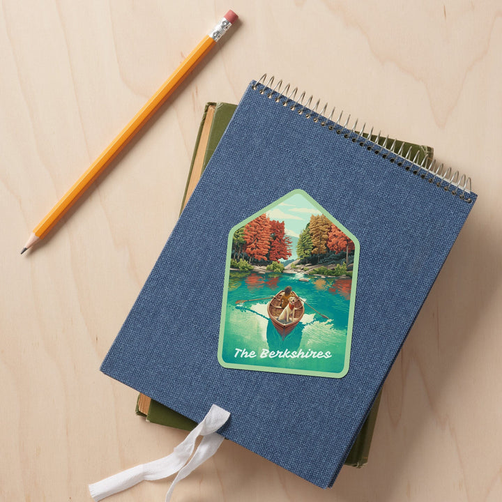 The Berkshires, Get Outside Series, Quiet Explorer, Boating, Mountain, Contour, Vinyl Sticker Sticker Lantern Press 