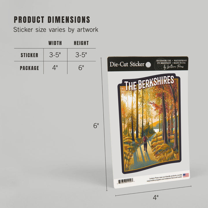 The Berkshires, Get Outside Series, Walk In The Woods, Day Hike, Contour, Vinyl Sticker Sticker Lantern Press 
