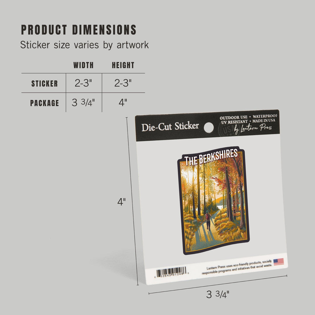 The Berkshires, Get Outside Series, Walk In The Woods, Day Hike, Contour, Vinyl Sticker Sticker Lantern Press 