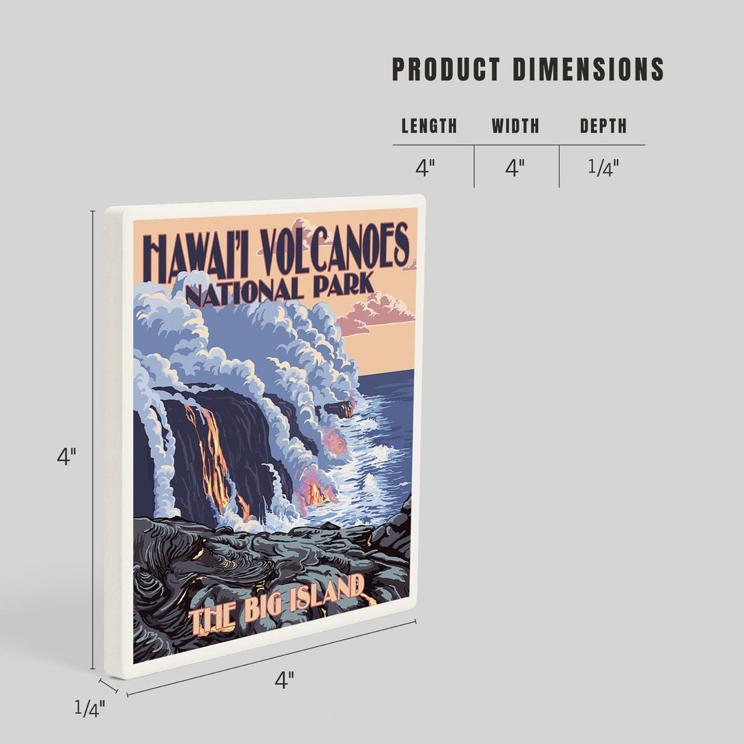 The Big Island, Hawaii, Lava Flow Scene, Coasters Coasters Lantern Press 