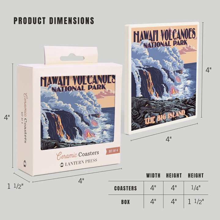 The Big Island, Hawaii, Lava Flow Scene, Coasters Coasters Lantern Press 