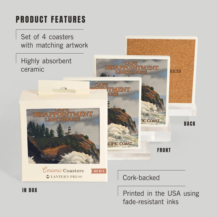 The Columbia-Pacific Coast, Washington, Cape Disappointment Lighthouse, Coasters Coasters Lantern Press 
