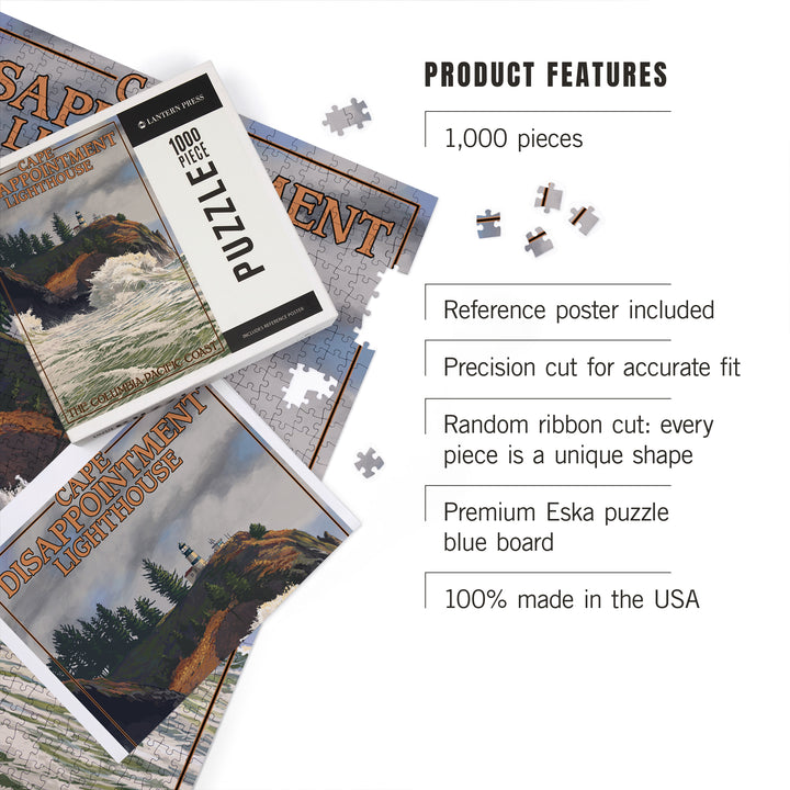 The Columbia-Pacific Coast, Washington, Cape Disappointment Lighthouse, Jigsaw Puzzle Puzzle Lantern Press 