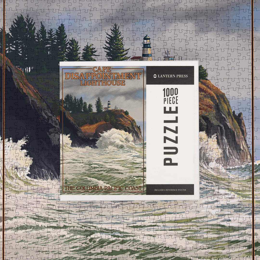 The Columbia-Pacific Coast, Washington, Cape Disappointment Lighthouse, Jigsaw Puzzle Puzzle Lantern Press 