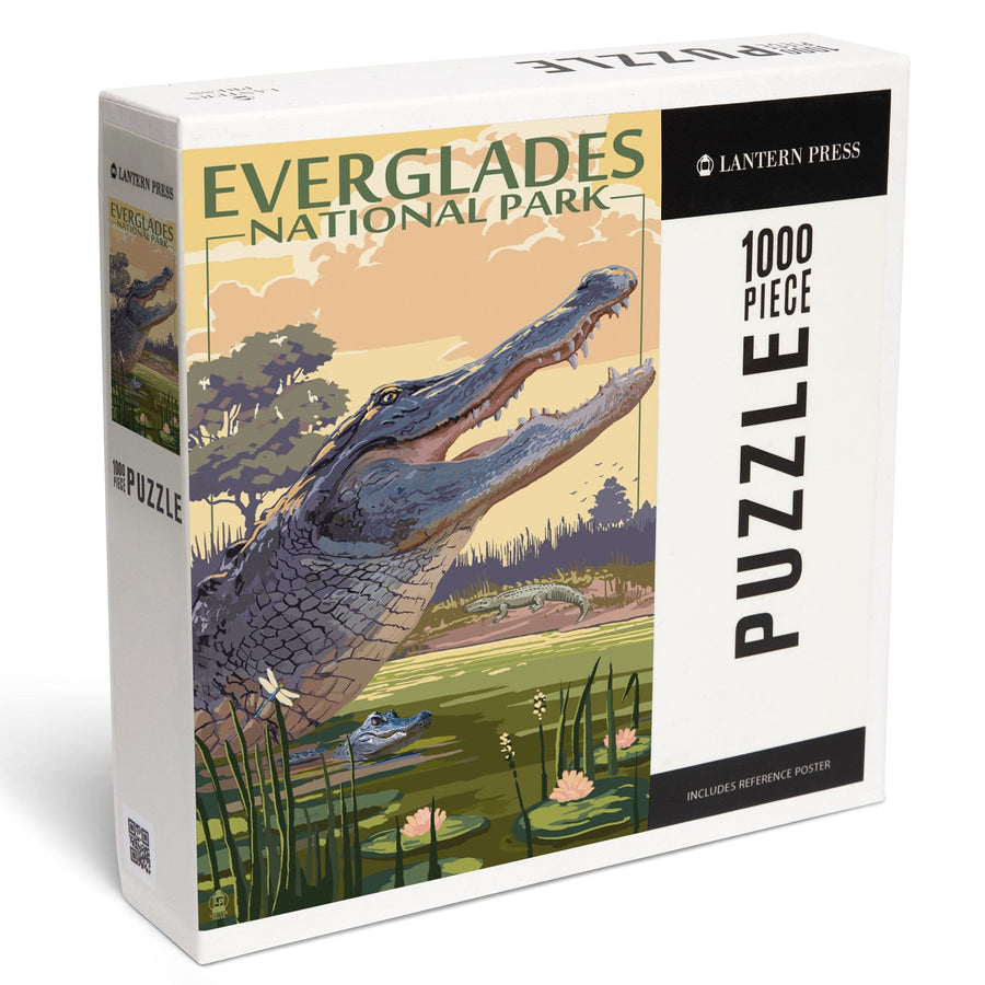 The Everglades National Park, Florida, Alligator Scene, Painterly National Park Series, Jigsaw Puzzle Puzzle Lantern Press 