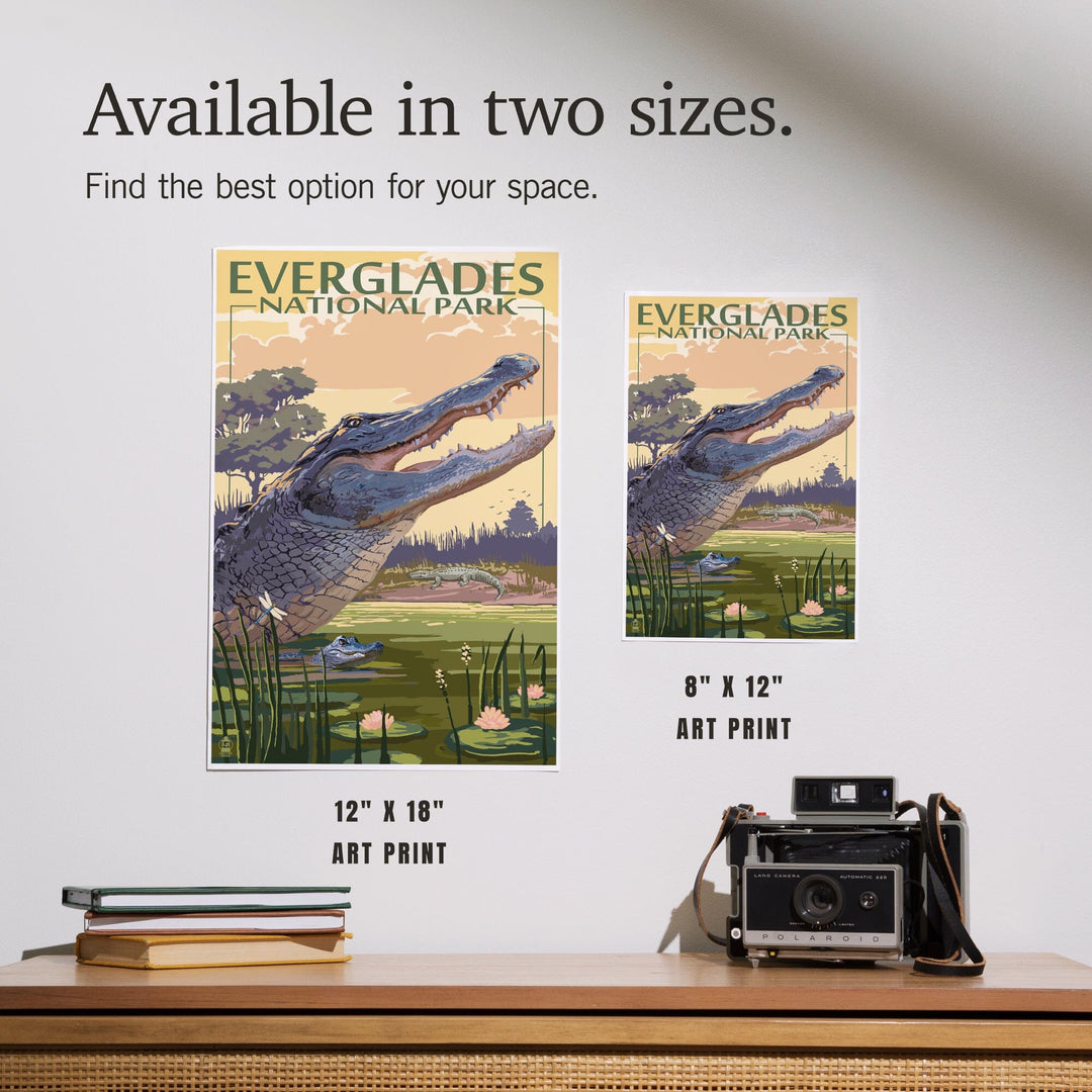 The Everglades National Park, Florida, Alligator Scene, Painterly Series, Art & Giclee Prints Art Lantern Press 