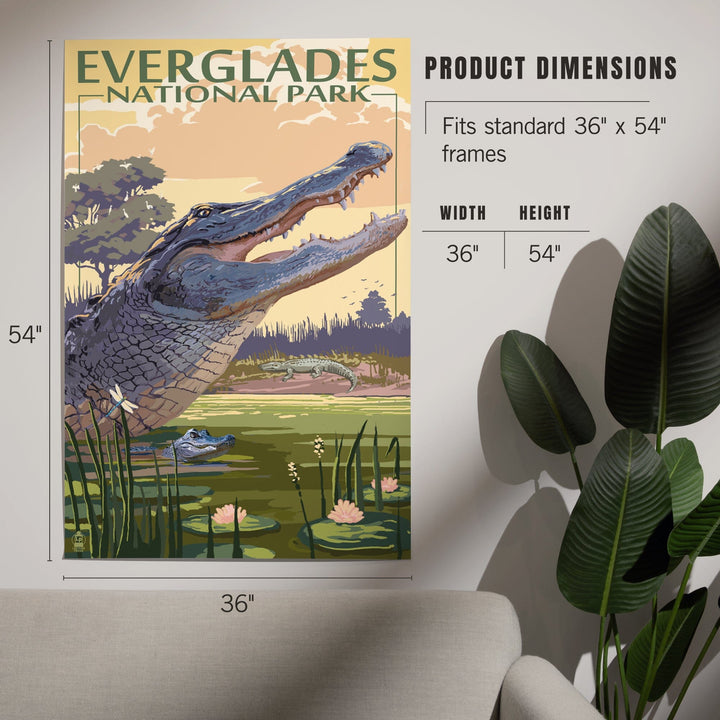 The Everglades National Park, Florida, Alligator Scene, Painterly Series, Art & Giclee Prints Art Lantern Press 