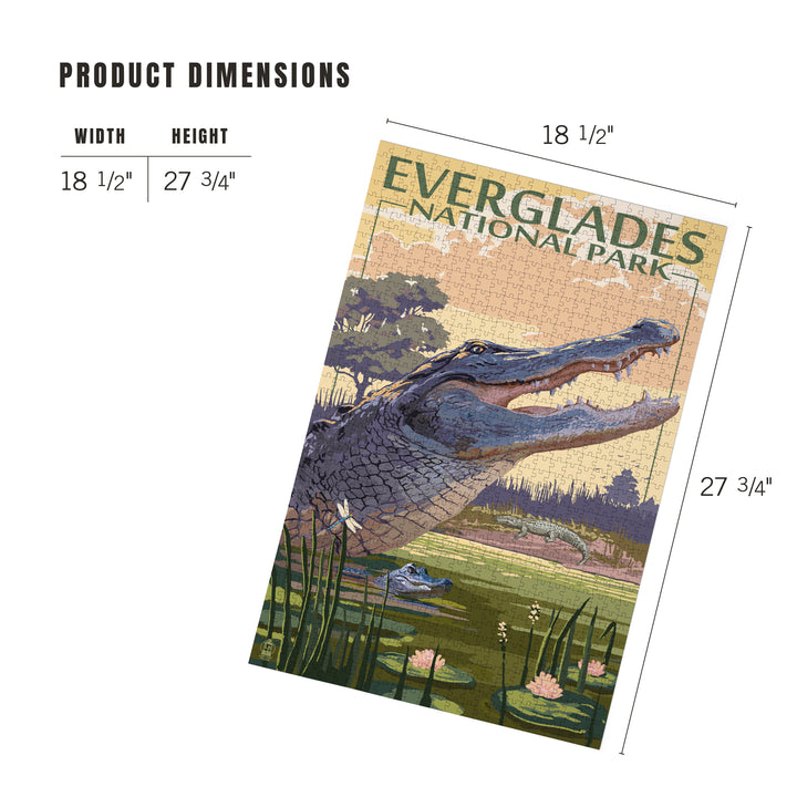 The Everglades National Park, Florida, Alligator Scene, Painterly Series, Jigsaw Puzzle Puzzle Lantern Press 