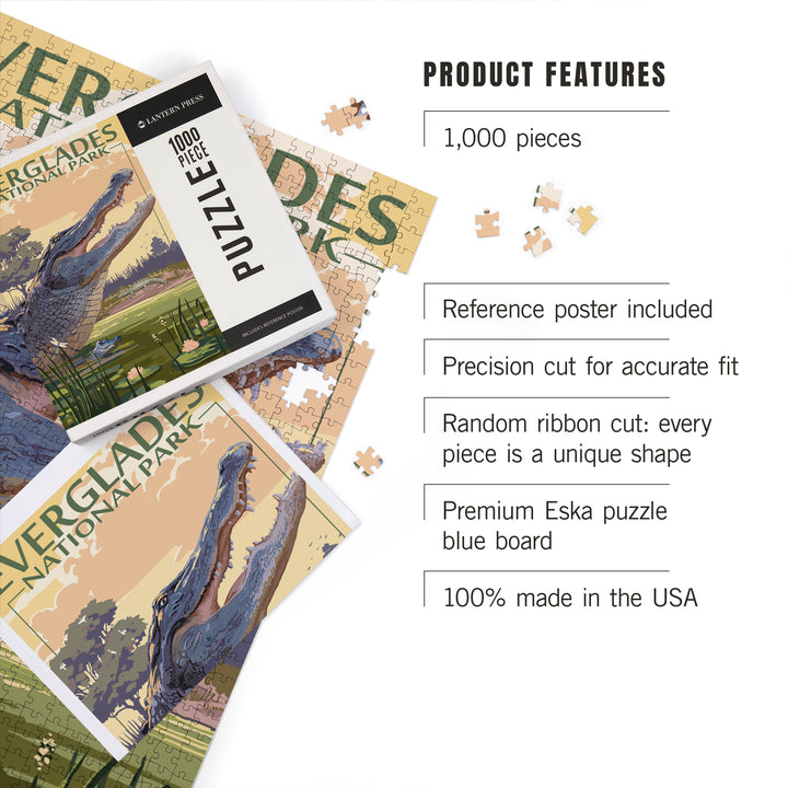 The Everglades National Park, Florida, Alligator Scene, Painterly Series, Jigsaw Puzzle Puzzle Lantern Press 