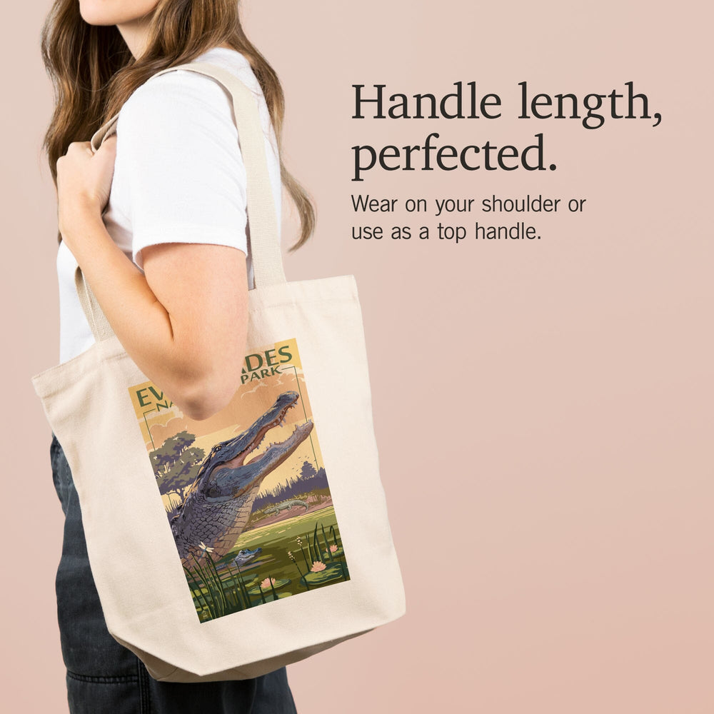 The Everglades National Park, Florida, Alligator Scene, Painterly Series, Tote Bag Totes Lantern Press 