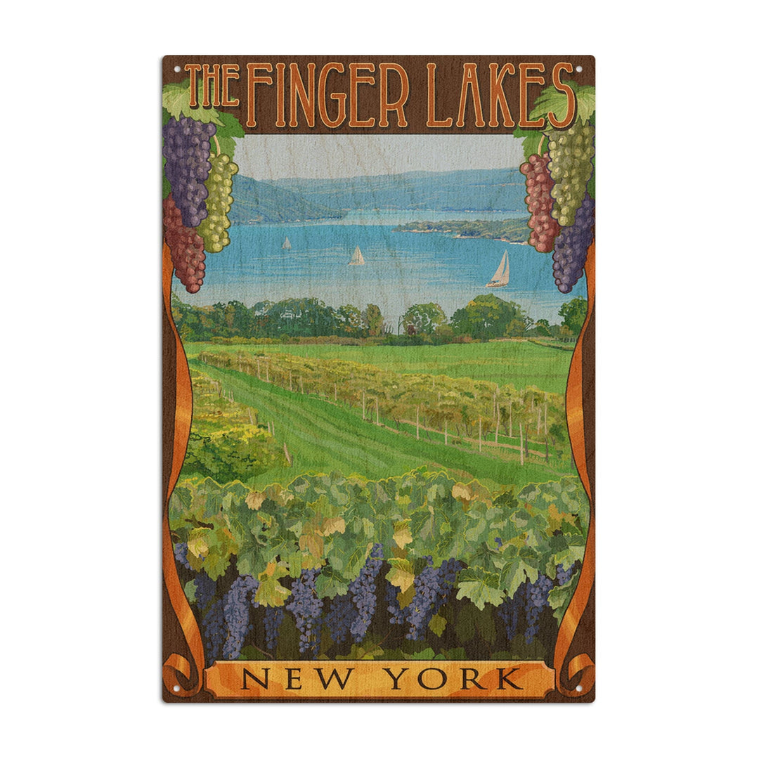 The Finger Lakes, New York, Vineyard Scene, Lantern Press Artwork, Wood Signs and Postcards Wood Lantern Press 10 x 15 Wood Sign 