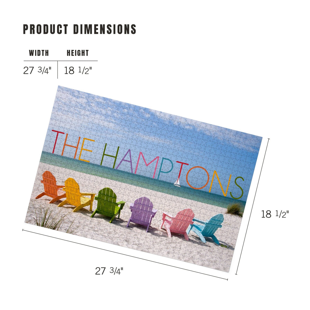 The Hamptons, New York, Colorful Beach Chairs, Jigsaw Puzzle Puzzle Lantern Press 