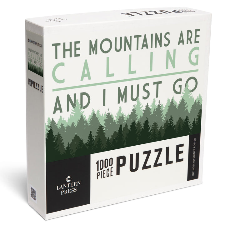 The Mountains are calling and I Must Go, Pine Trees, Jigsaw Puzzle Puzzle Lantern Press 