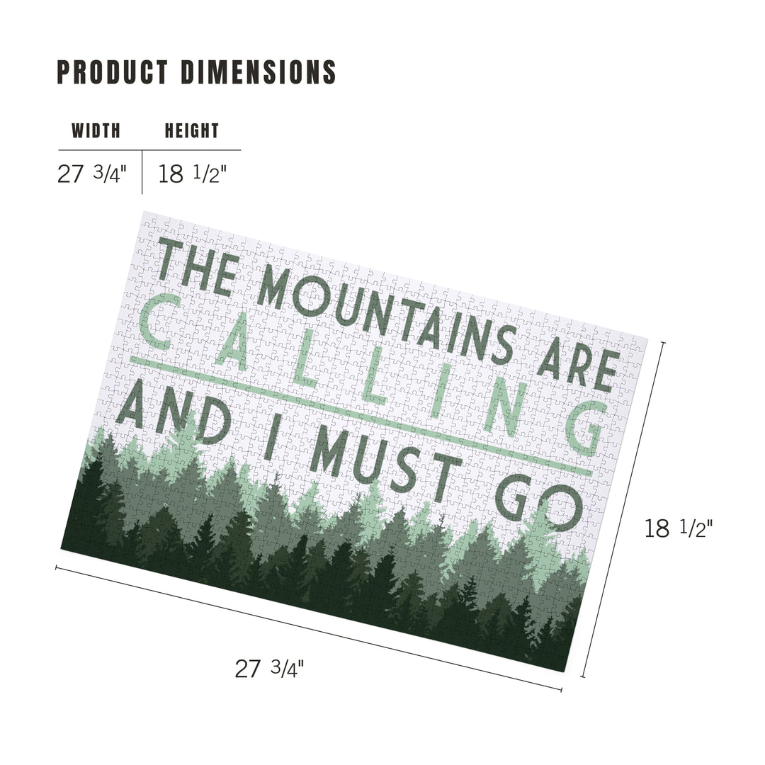 The Mountains are calling and I Must Go, Pine Trees, Jigsaw Puzzle Puzzle Lantern Press 