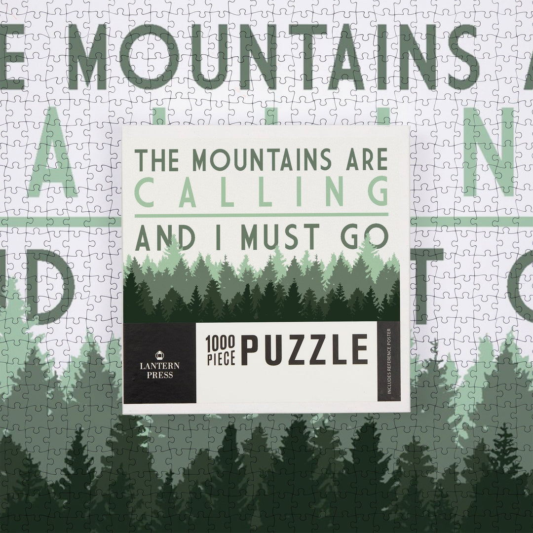 The Mountains are calling and I Must Go, Pine Trees, Jigsaw Puzzle Puzzle Lantern Press 
